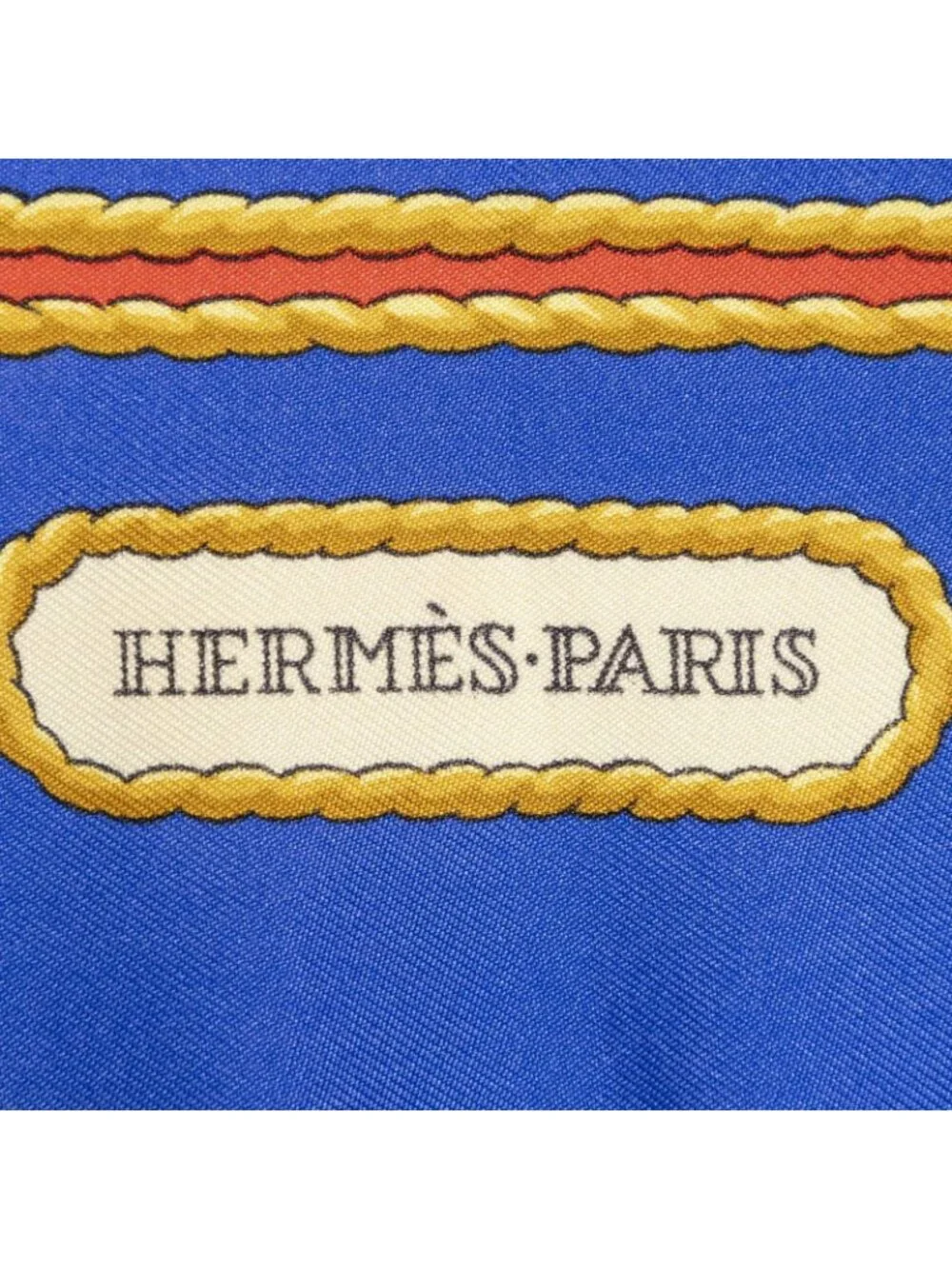 Hermes Scarf Blue Gold Beige Silk